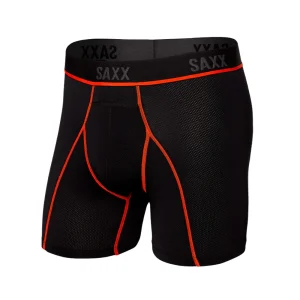 CALZONCILLOS BÓXER SAXX KINETIC LIGHT-COMPRESSION MESH - Negro / Rojo