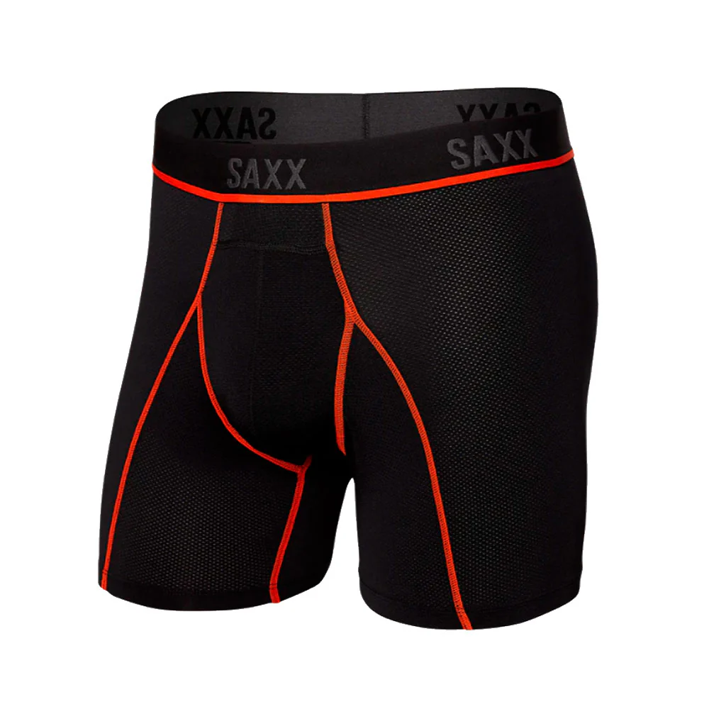 CALZONCILLOS BÓXER SAXX KINETIC LIGHT-COMPRESSION MESH - Negro / Rojo - Imagen 2